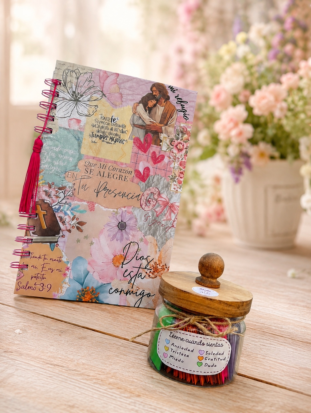 Agenda y frasco de notas personalizados
